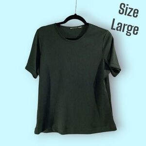 Large dark green ribbed t-shirt